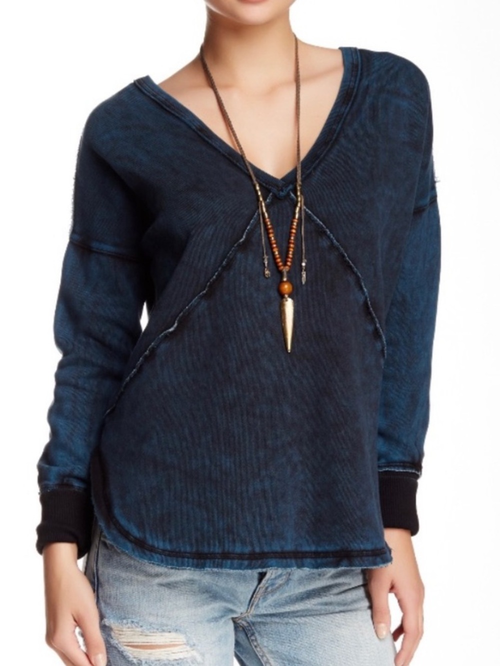 Free People Western Pullover in Indigo SZ S NWT